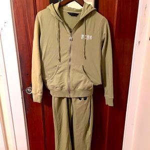 BCBGMAXAZRIA Green Butterfly Jumpsuit size s